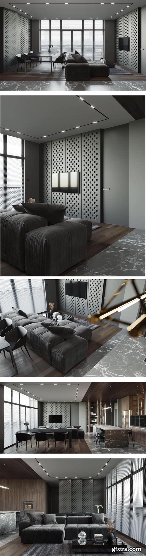 Interior Kitchen - Livingroom Scene By DucNguyen