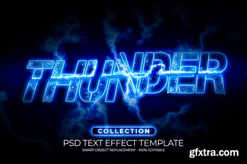 Thunder slice text effect custom design template Premium Psd