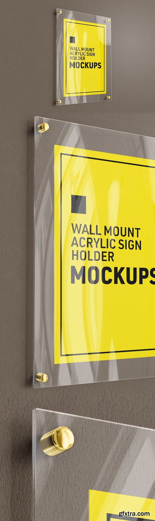 Wall Mount Glass Sign Holder PSD Mockup Template Wall Mount Glass Sign Holder PSD Mockup Template