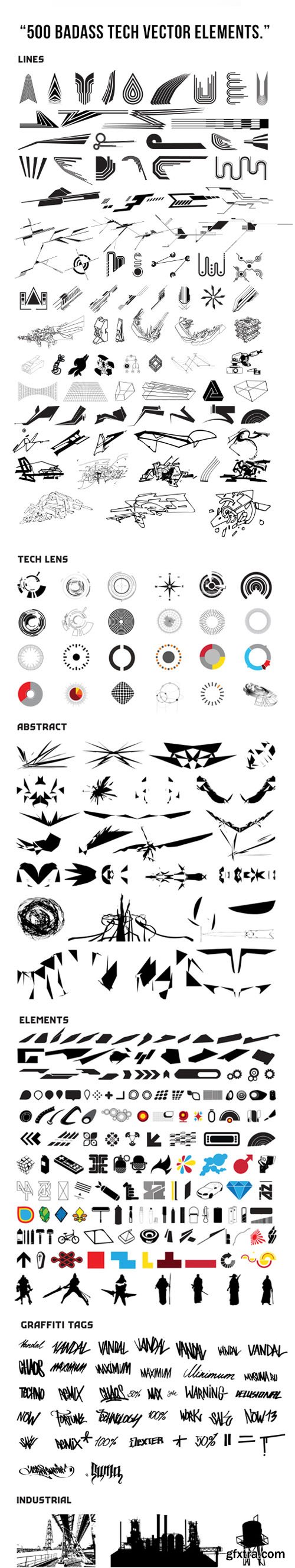 500 Badass Tech Vector Elements Pack 500 Badass Tech Vector Elements Pack