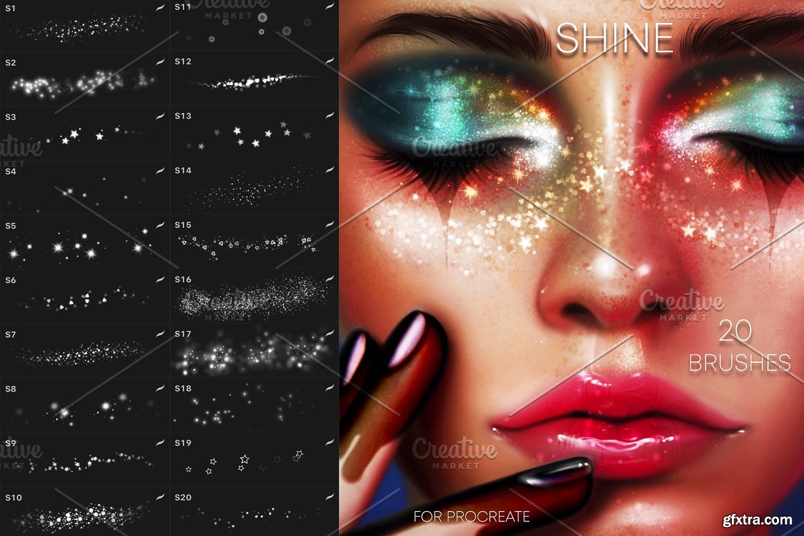 CreativeMarket 20 Face Shine Brushes for Procreate 5231533 » GFxtra