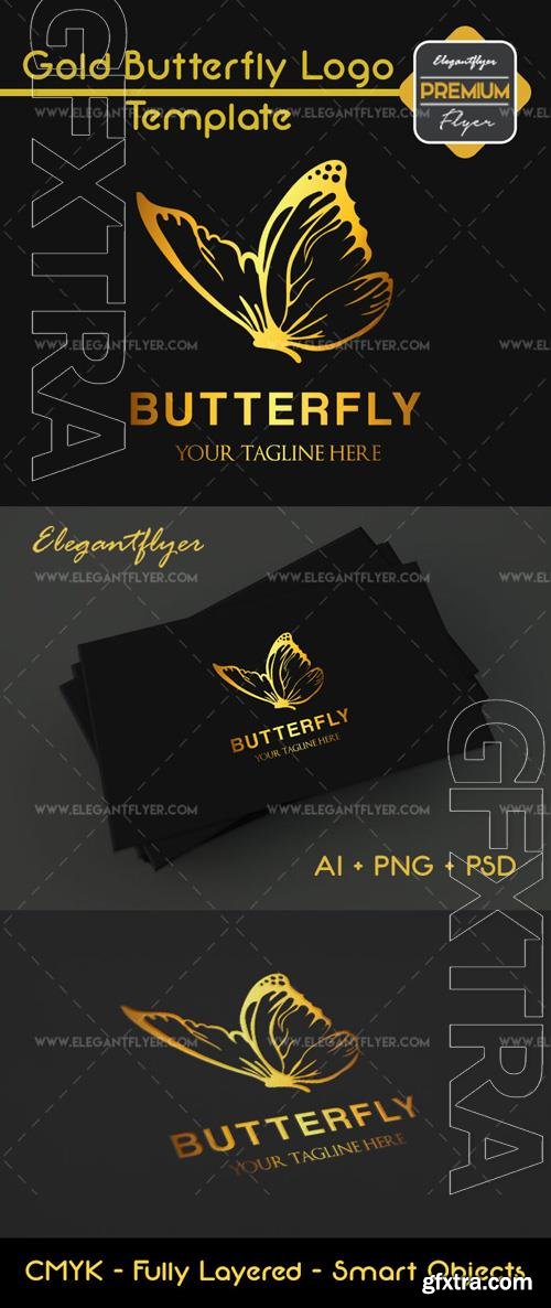 Gold Butterfly Premium Logo Template