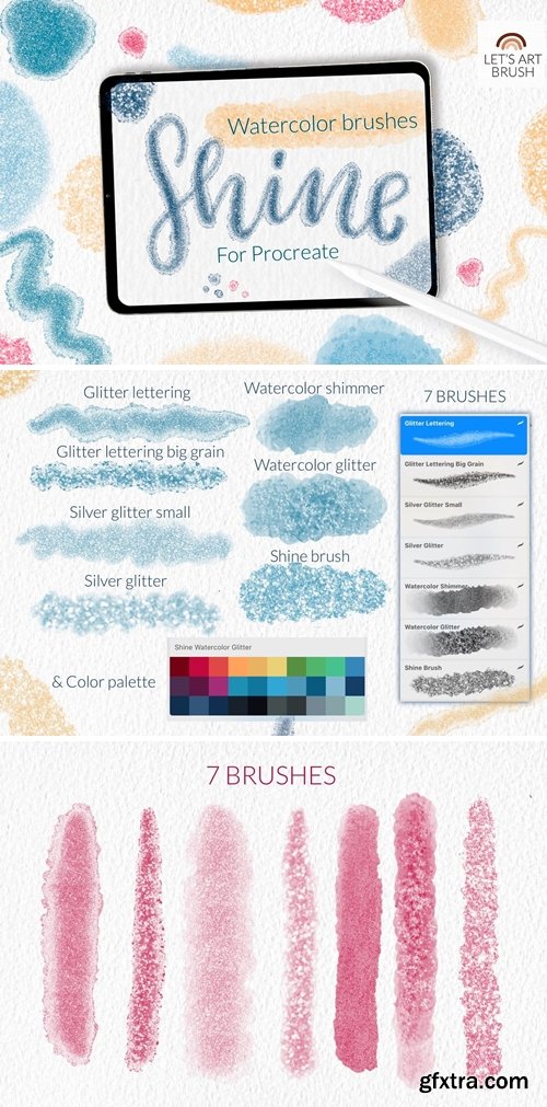 Shimmer glitter watercolor Procreate