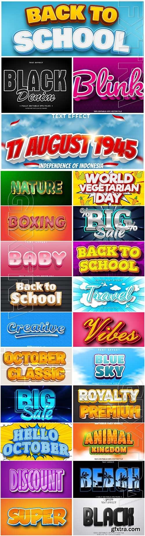 Set in 25 vector editable 3d text effects Set in 25 vector editable 3d text effects