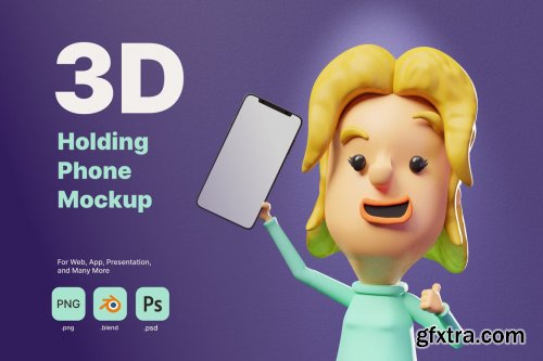 3D Man Holding Phone Mockup