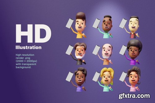 3D Man Holding Phone Mockup