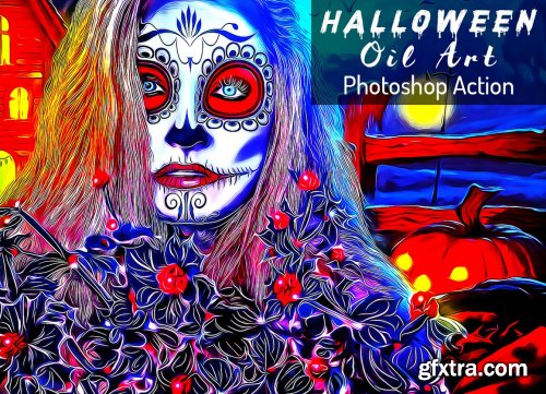 CreativeMarket - Halloween Oil Art PS Action 6415773