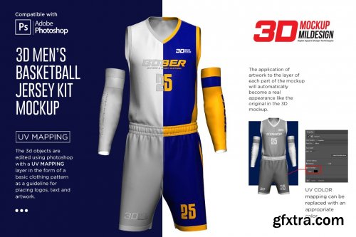 CreativeMarket - 3D Men's Basketball Jersey Mockup 5963509