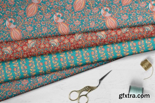 CreativeMarket - KALAMKARI. Vector Set Ornaments. 3809401