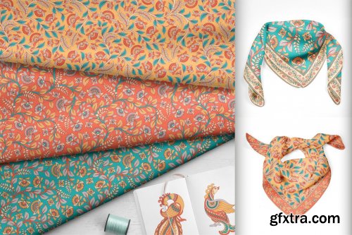 CreativeMarket - KALAMKARI. Vector Set Ornaments. 3809401