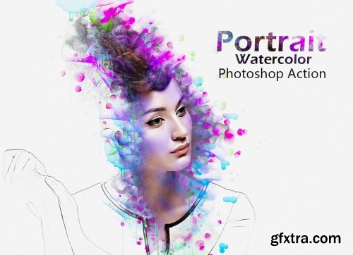 CreativeMarket - Portrait Watercolor Photoshop Action 5204400