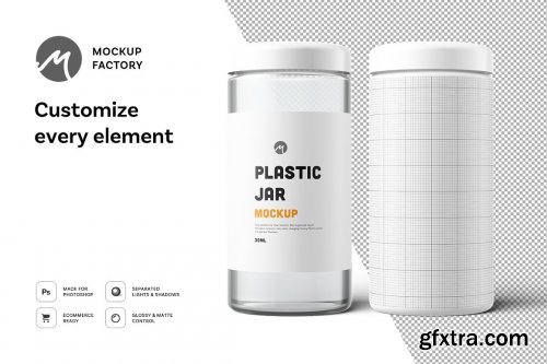 CreativeMarket - Plastic Jar Mockup 4877775