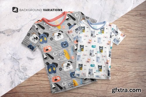 CreativeMarket - Top view Boy’s Summer Tshirt Mockup 4737638