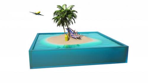 Videohive - The concept of an island for recreation and tourism and an airplane. - 33627663 - 33627663