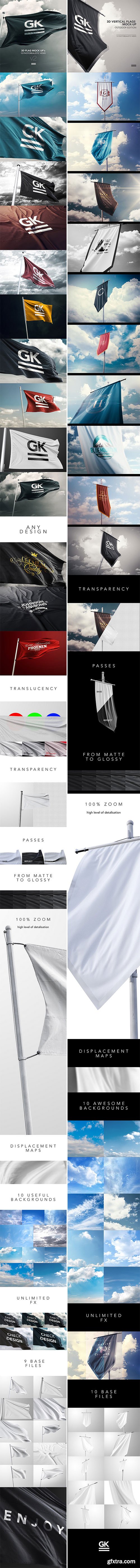 Realistic 3D Flag Mock Ups