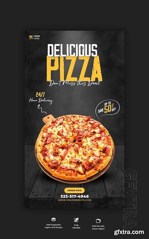 Food menu and delicious pizza instagram and facebook story template Food menu and delicious pizza instagram and facebook story template