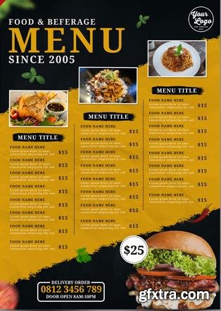 Food and beverages menu best for restaurant promotion premium psd template