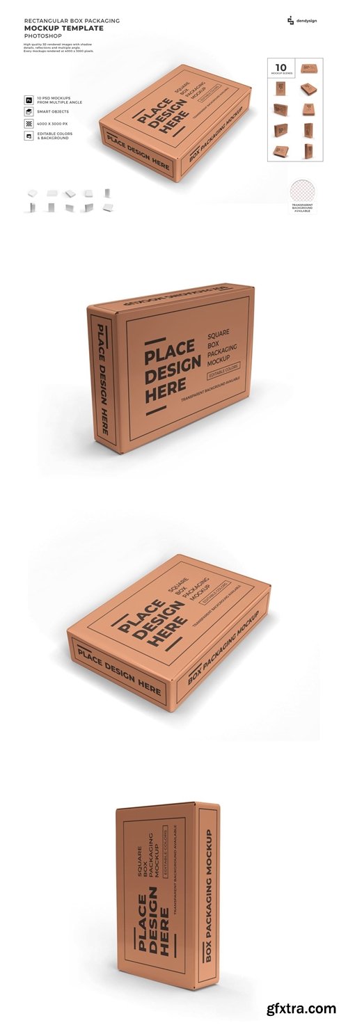 Rectangular Box Packaging Mockup Template Set