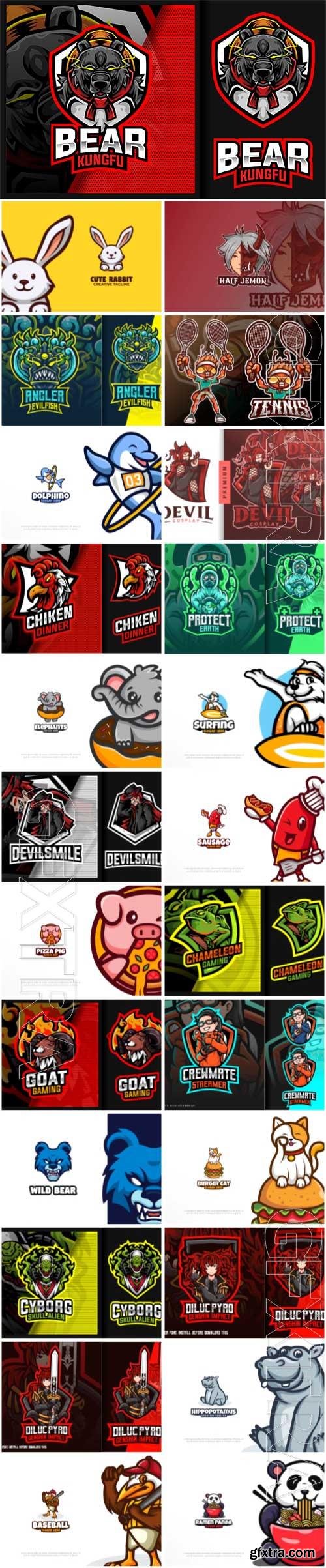 Set mascot logo vector template vol 6 Set mascot logo vector template vol 6