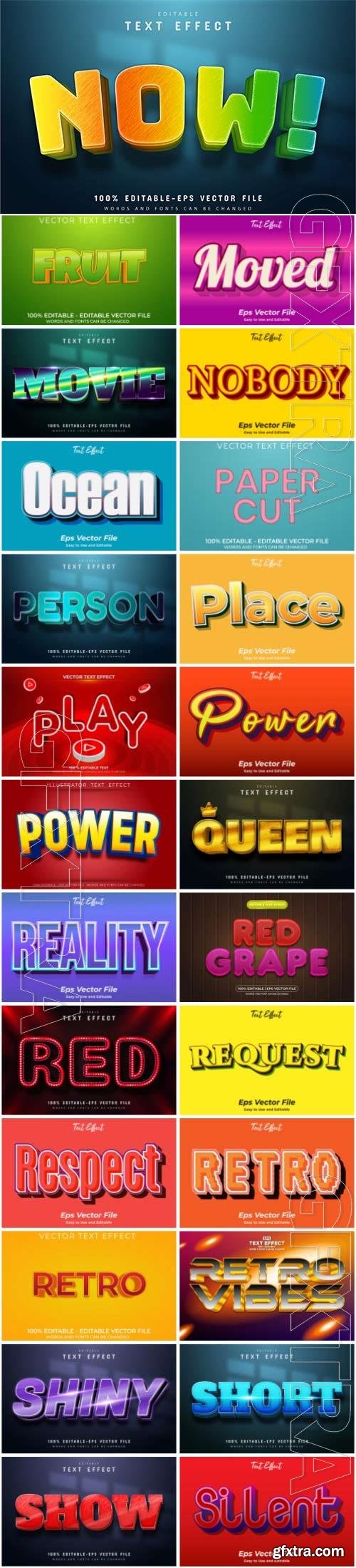 Set 3d editable text style effect vector vol 33 Set 3d editable text style effect vector vol 33