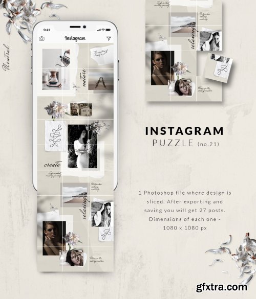 Instagram PUZZLE template - Neutral 3932232