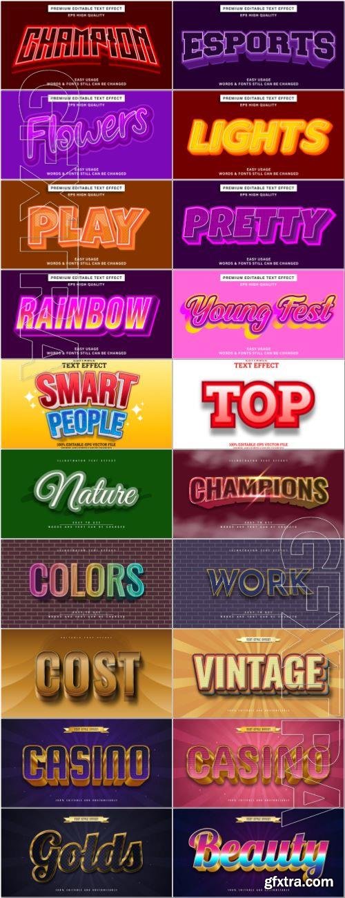 Set 3d editable text style effect vector vol 44 Set 3d editable text style effect vector vol 44