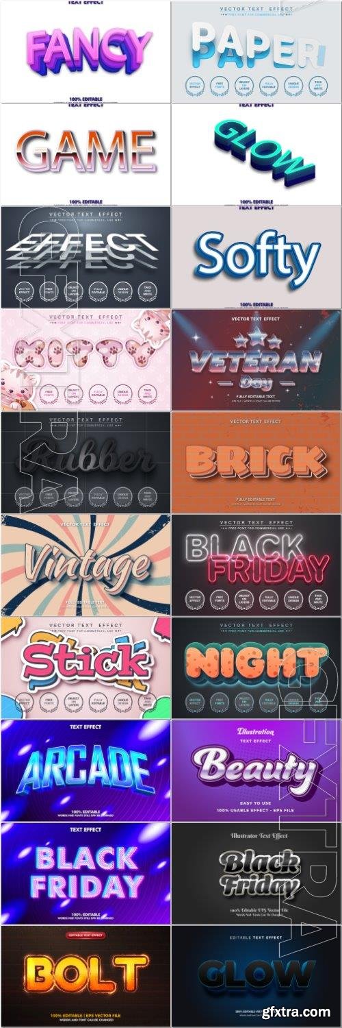Set 3d editable text style effect vector vol 52 Set 3d editable text style effect vector vol 52