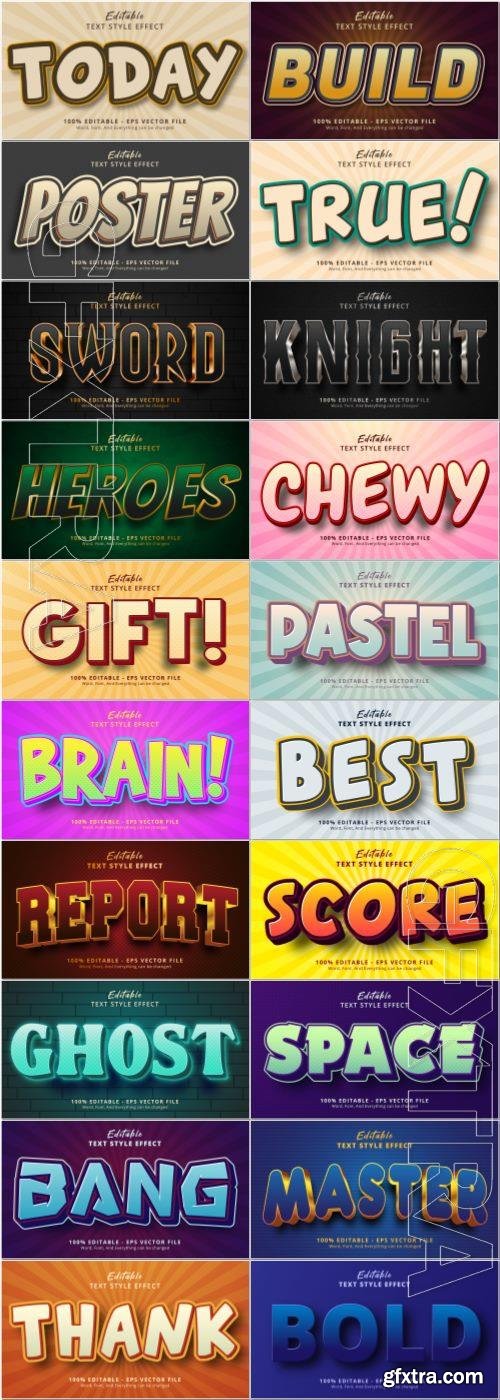 Set 3d editable text style effect vector vol 63 Set 3d editable text style effect vector vol 63