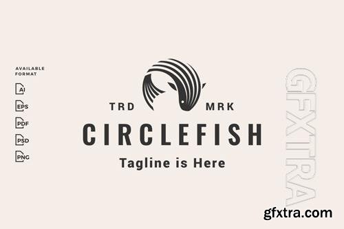 Circle fish hipster logo design templates Circle fish hipster logo design templates