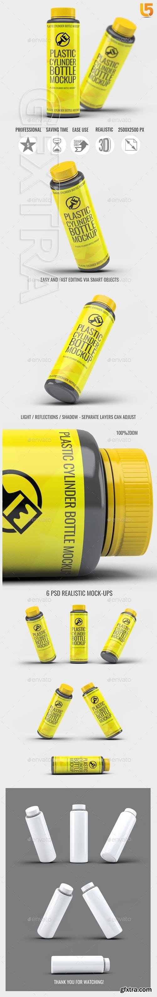 GraphicRiver - Plastic Cylinder Bottle Mock-Up 212480606