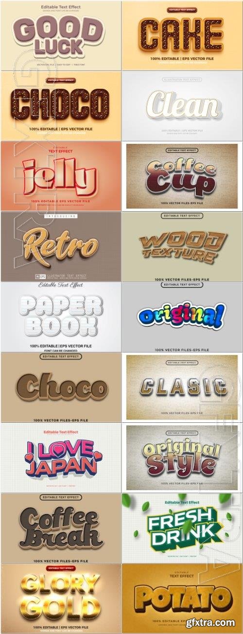 Set 3d editable text style effect vector vol 82 Set 3d editable text style effect vector vol 82