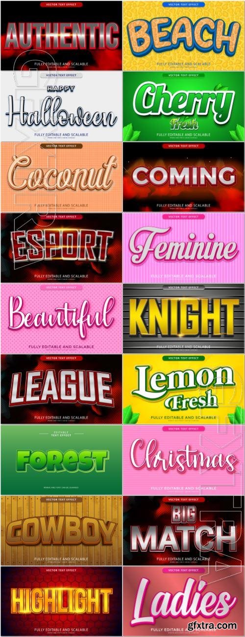 Set 3d editable text style effect vector vol 72 Set 3d editable text style effect vector vol 72