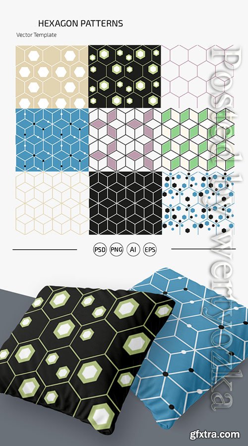 HEXAGON PATTERN SET TEMPLATE IN PSD + AI, EPS HEXAGON PATTERN SET TEMPLATE IN PSD + AI, EPS