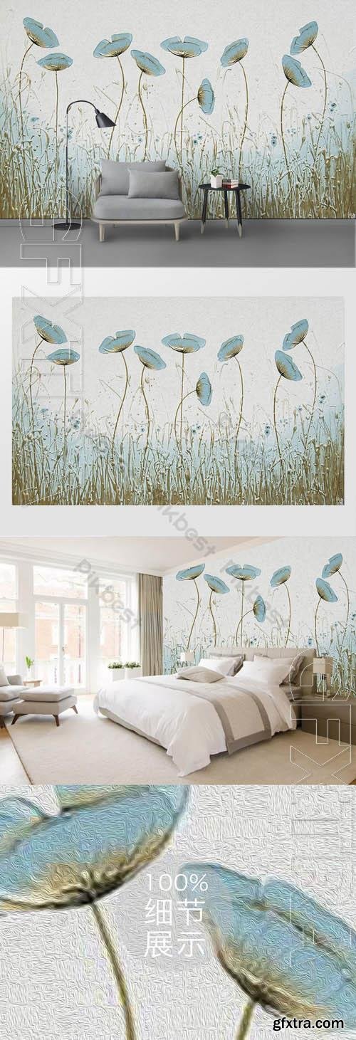 Tropical plants hand drawn tv background wall painting Tropical plants hand drawn tv background wall painting