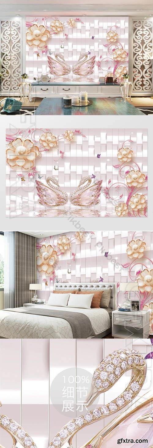 Luxury jewelry 3d tv background wall Luxury jewelry 3d tv background wall