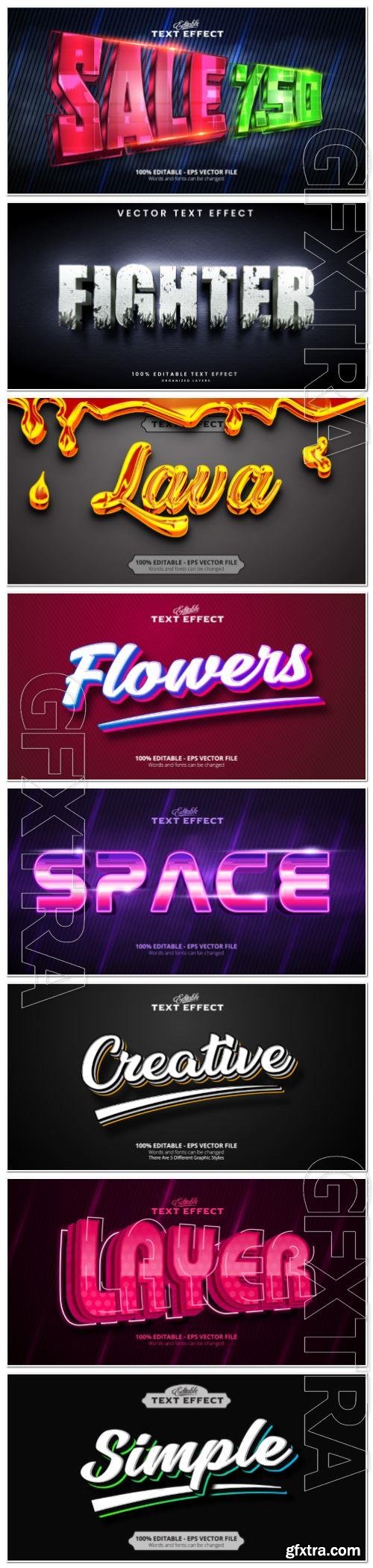 Set 3d editable text style effect vector vol 139 Set 3d editable text style effect vector vol 139