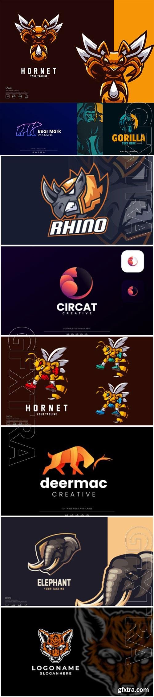 Animal Set Mascot Logo Animal Set Mascot Logo