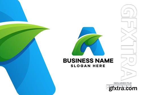 Abstract Letter A With Leaf Gradient Logo Design Abstract Letter A With Leaf Gradient Logo Design