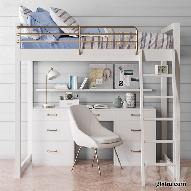 Waverly loft desk bed set from Pottery Barn » GFxtra