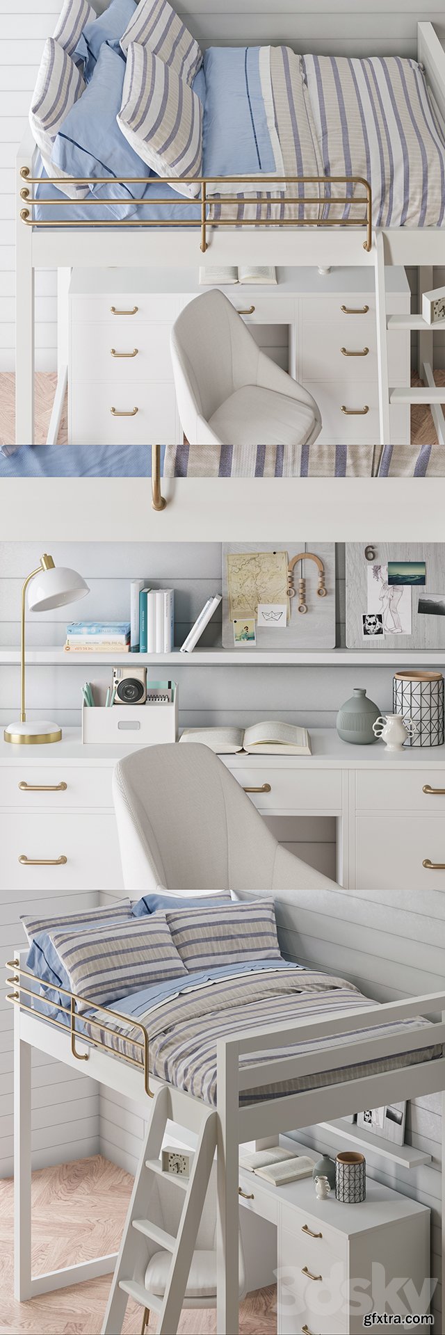 Waverly loft desk bed set from Pottery Barn » GFxtra