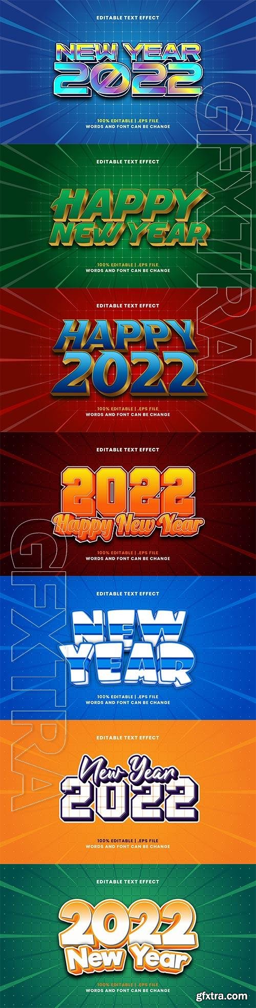 2022 New year, Merry christmas editable text effect premium vector vol 15