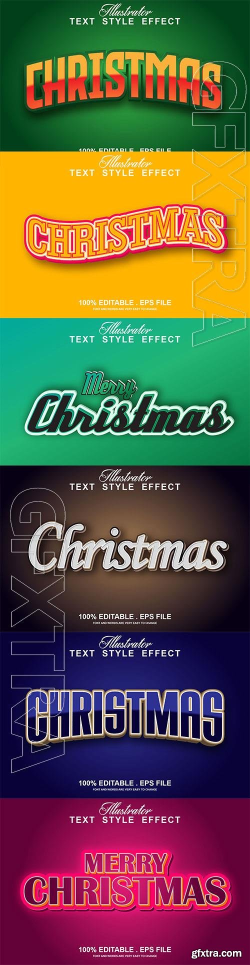 2022 New year, Merry christmas editable text effect premium vector vol 13