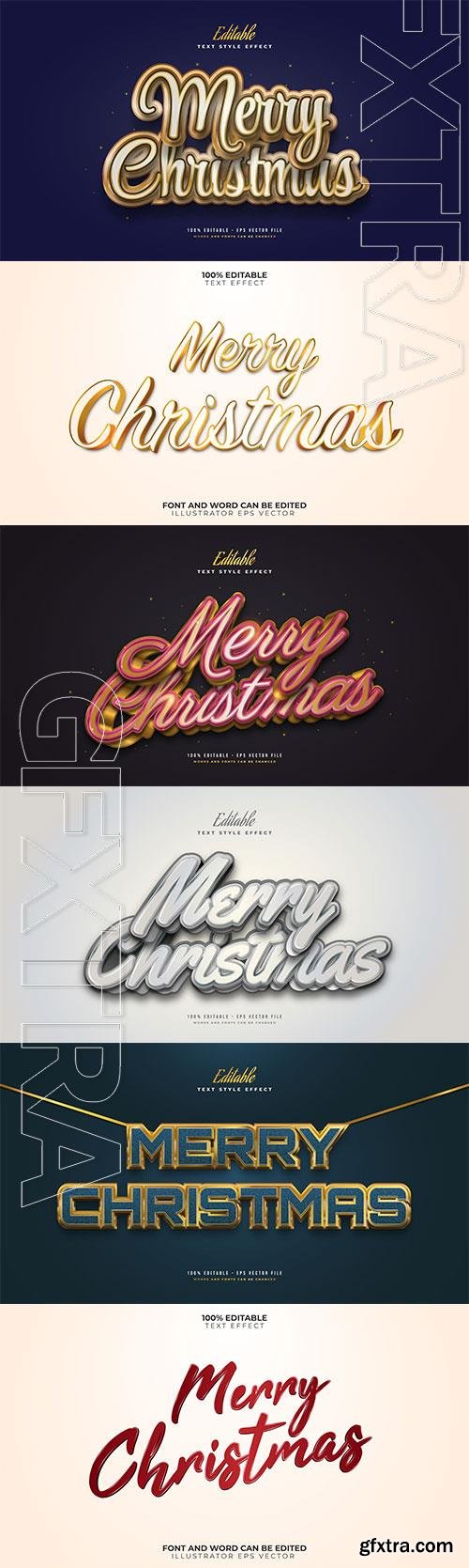 2022 New year, Merry christmas editable text effect premium vector vol 12