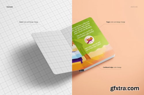 CreativeMarket - Board Book Mockup Set 6425964