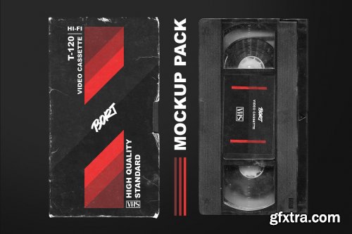 CreativeMarket - OLD VHS video cassette mockup pack 6473293