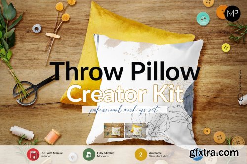 CreativeMarket - Throw Pillow Creator Kit Mock-ups 6132927