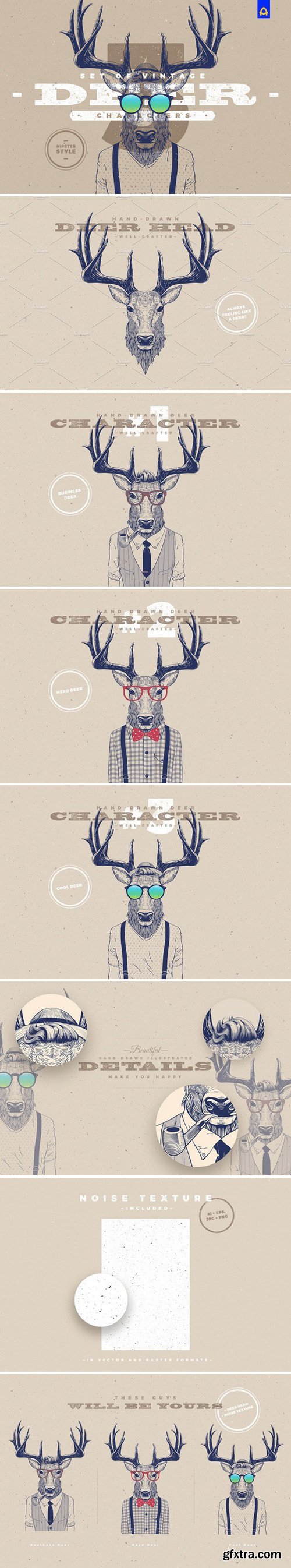 Hipster Deer Characters