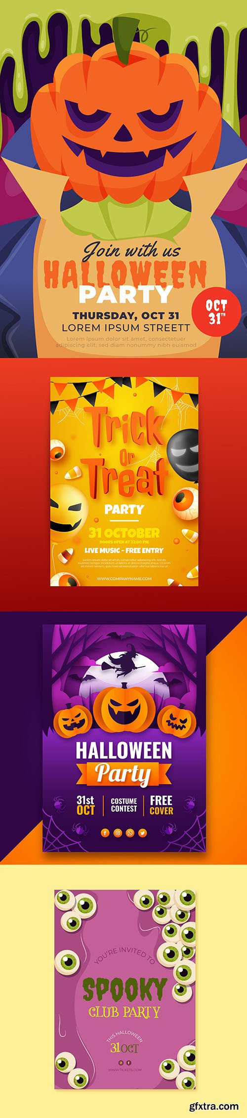 Realistic halloween party vertical flyer template