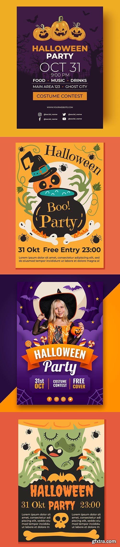 Realistic halloween party vertical flyer template vol2