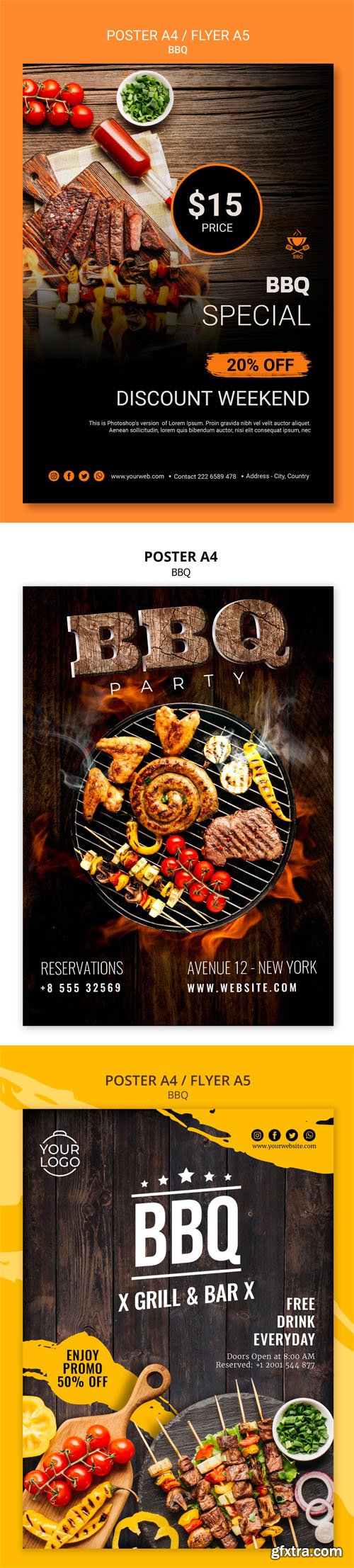 Barbeque BBQ Poster A4 / Flyer A5 PSD Templates Barbeque BBQ Poster A4 / Flyer A5 PSD Templates